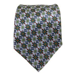 CALABRESE Green Flower Print Silk Tie Made In Italy 60"-4" EX COND